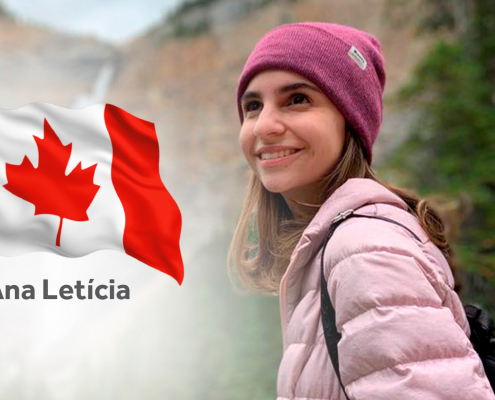 Ana compartilhando a vida em uma universidade do Canadá.