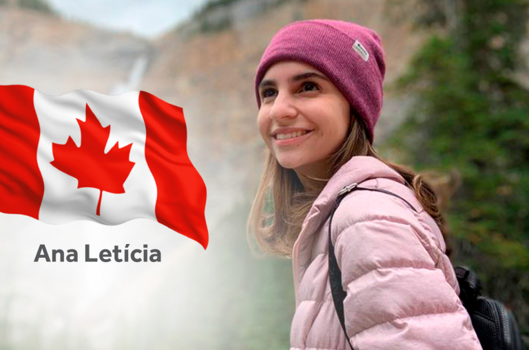 Ana compartilhando a vida em uma universidade do Canadá.