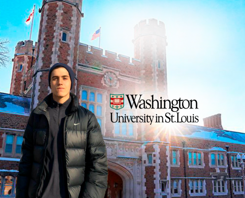 Estudante brasileiro com bolsa integral na Washington University.